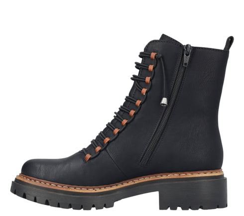 Ghete casual, dama, RIEKER, 72653-00 negru, piele ecologica